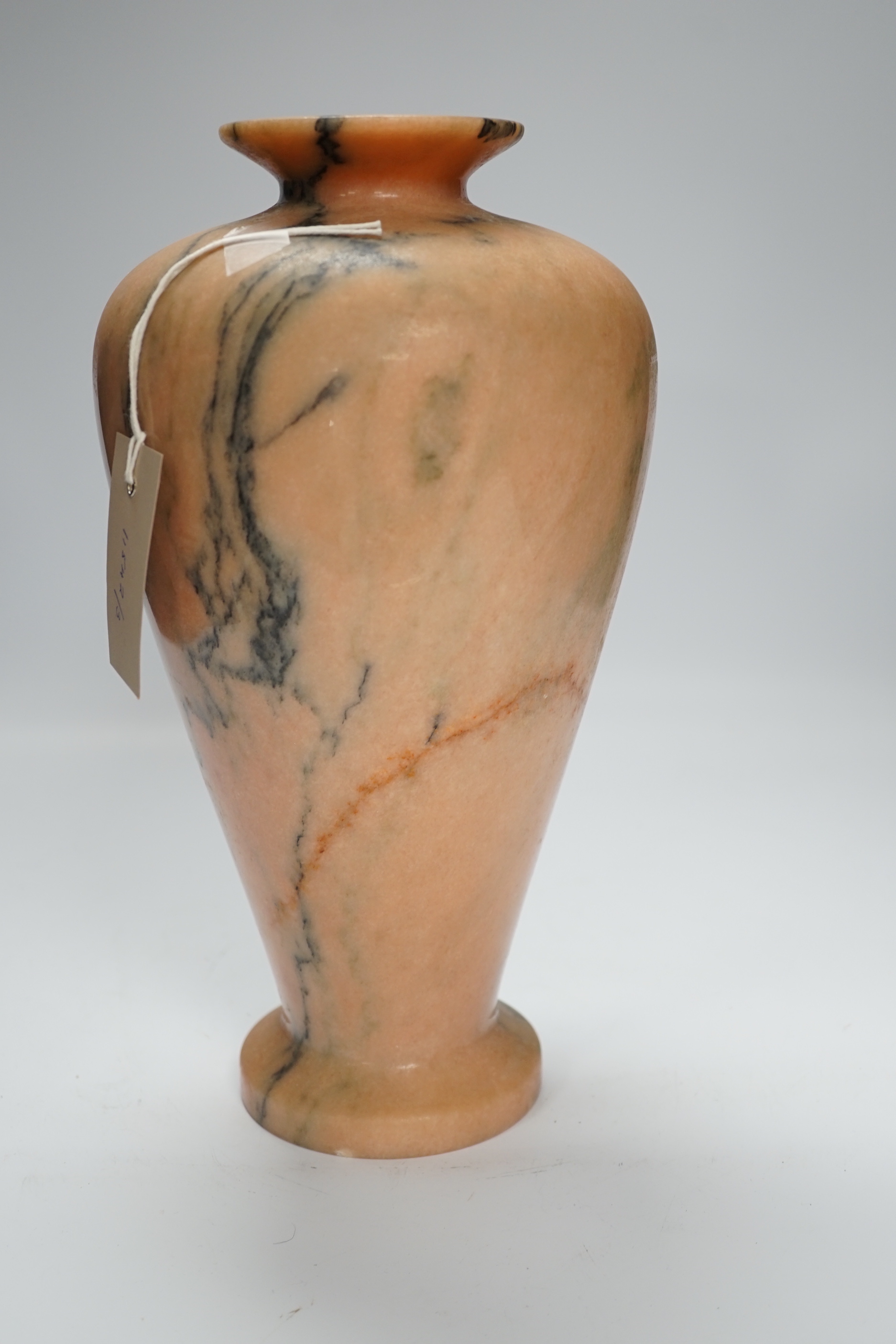 A Korean pink marble vase, 32cm